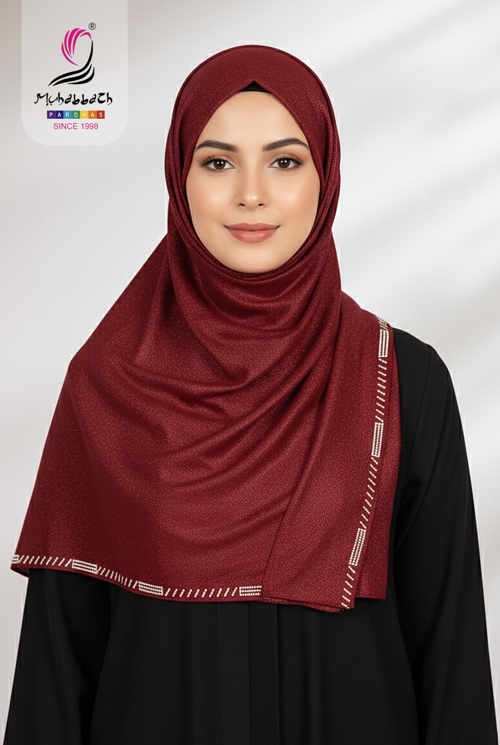 Muhabbath Fancy Shining Georgette Shawl - Maroon