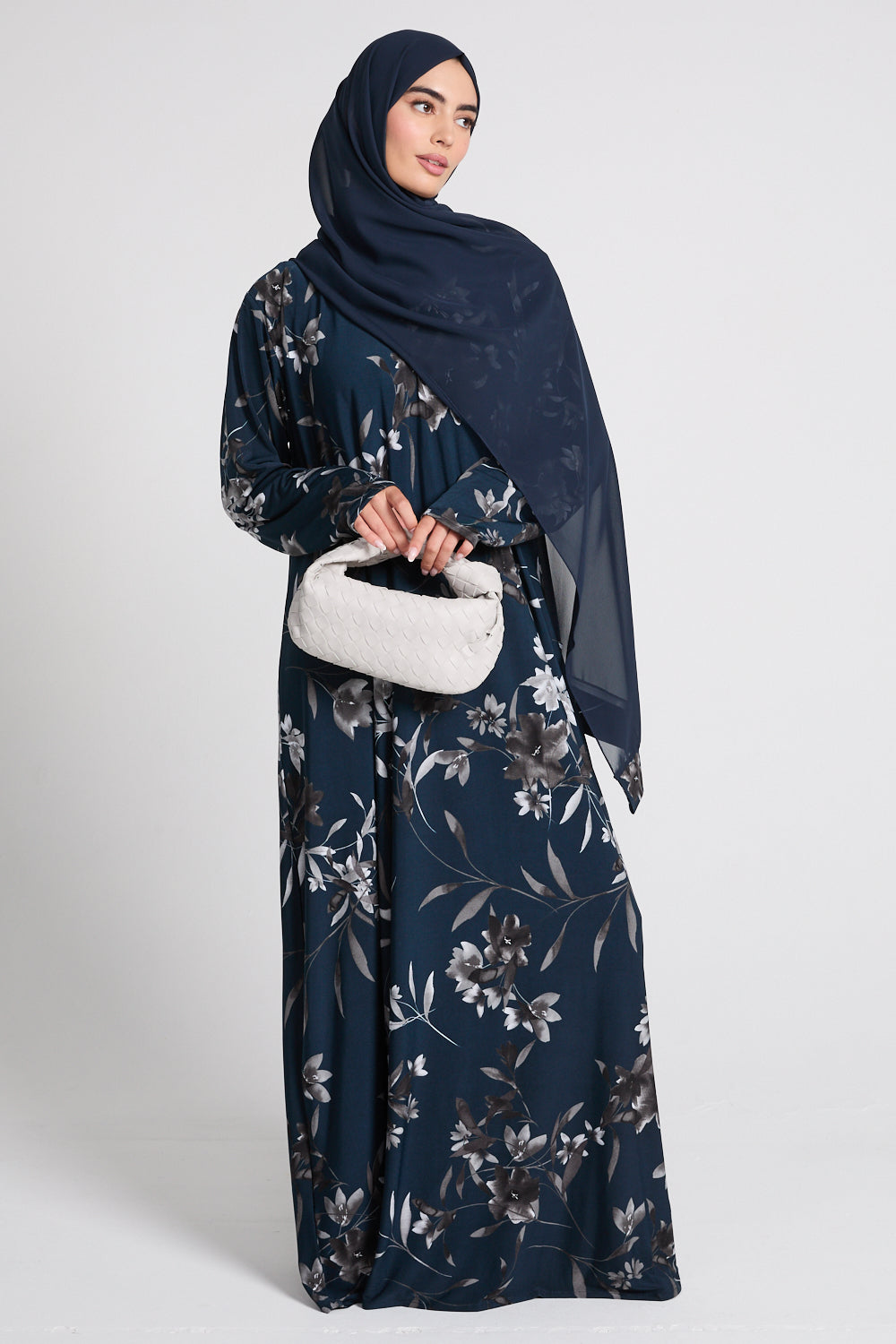 Premium Floral Jersey Closed Muhabbath with Front Zip