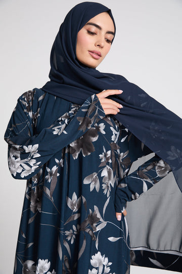 Premium Floral Jersey Closed Muhabbath with Front Zip