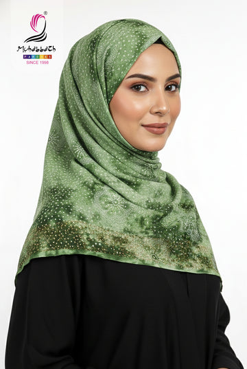 Muhabbath Printed Cotton Shawl - Green