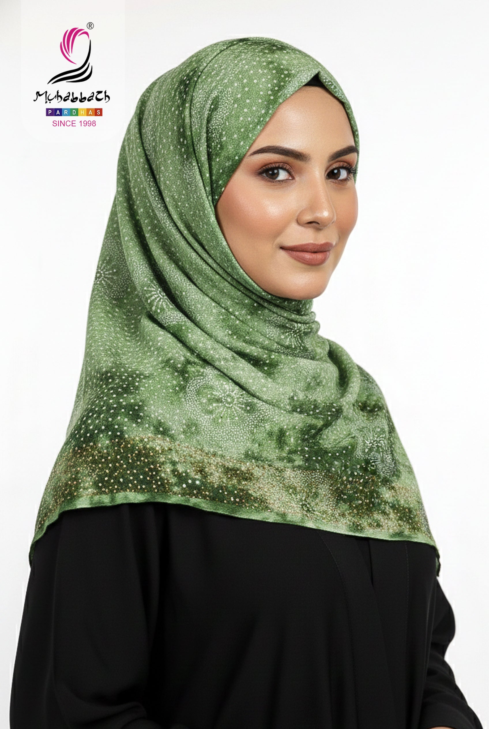 Muhabbath Printed Cotton Shawl - Green