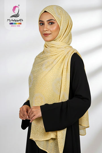 Muhabbath Printed Cotton Shawl - Yellow