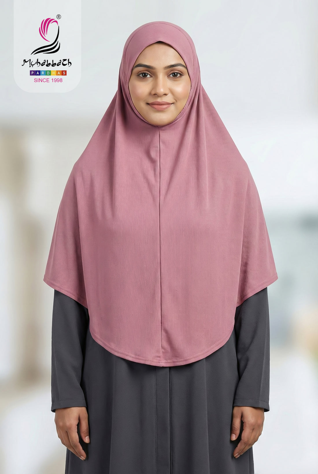 Hijab – Back Stone Engraved Design (Rose Pink)