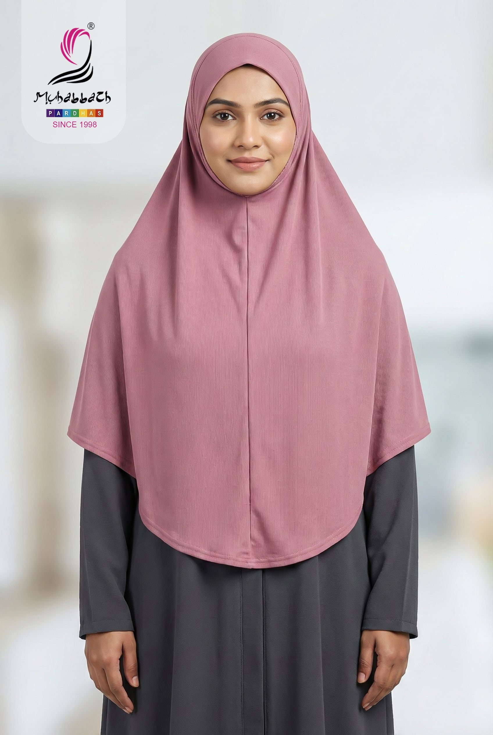 Hijab – Back Stone Engraved Design (Rose Pink)