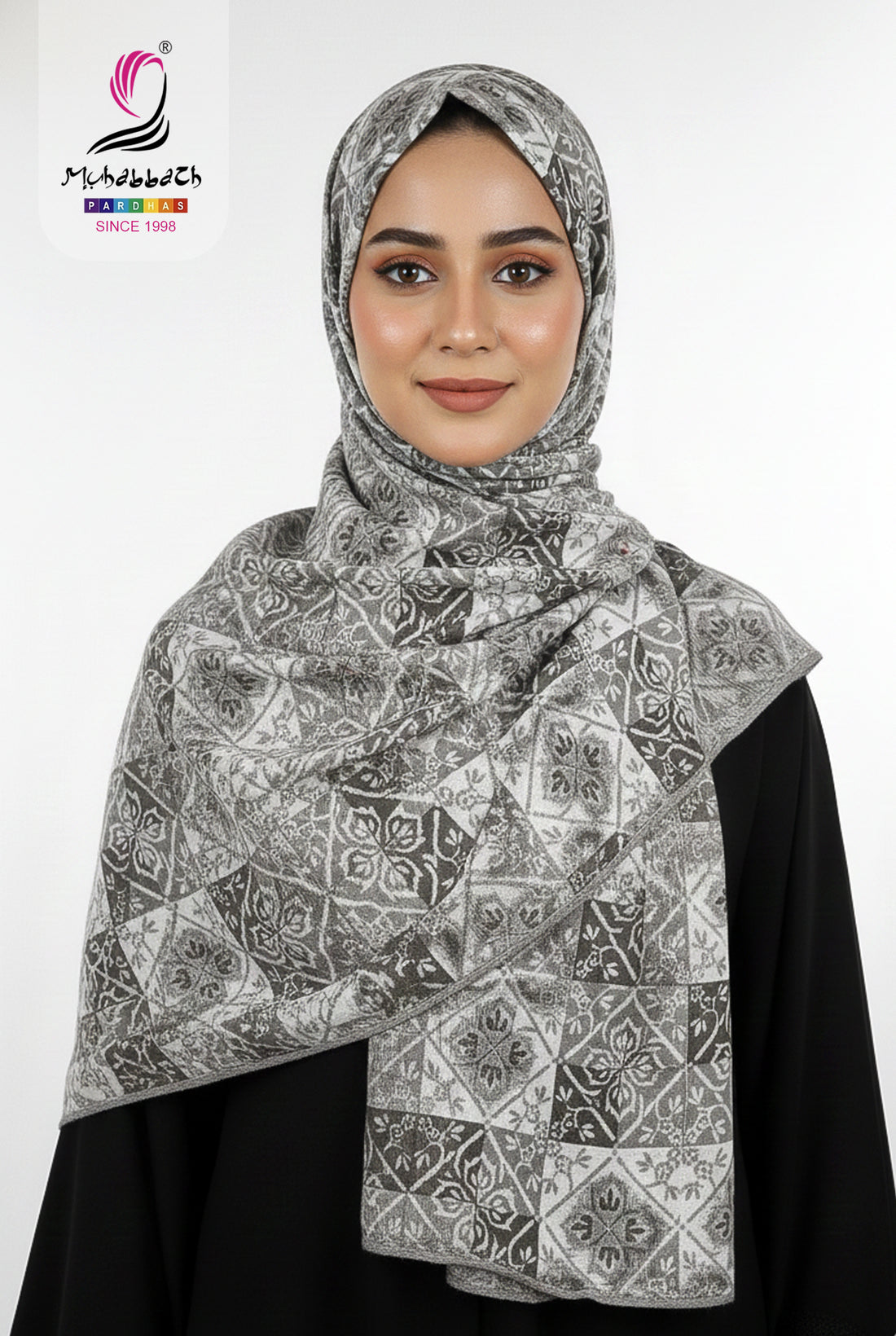 Muhabbath Printed Rayon Shawl - Grey