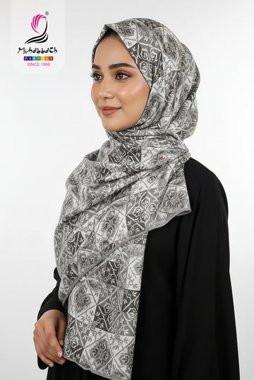 Muhabbath Printed Rayon Shawl - Grey