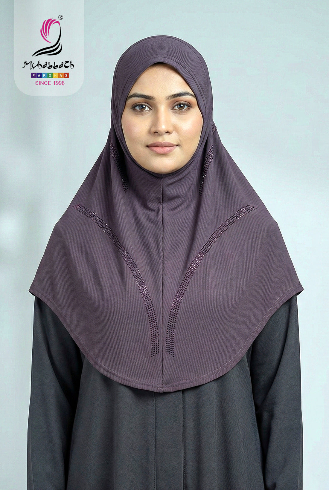 Hijab – Stone Engraved Front Design (Grape Purple)