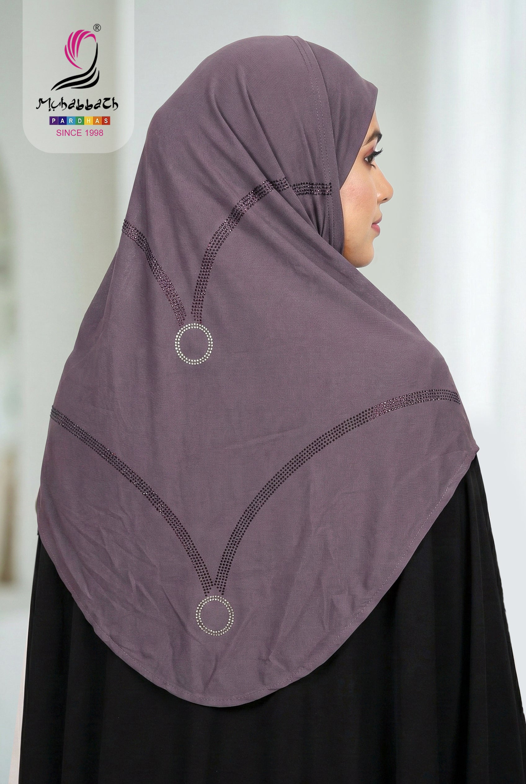 Hijab – Stone Engraved Front Design (Grape Purple)