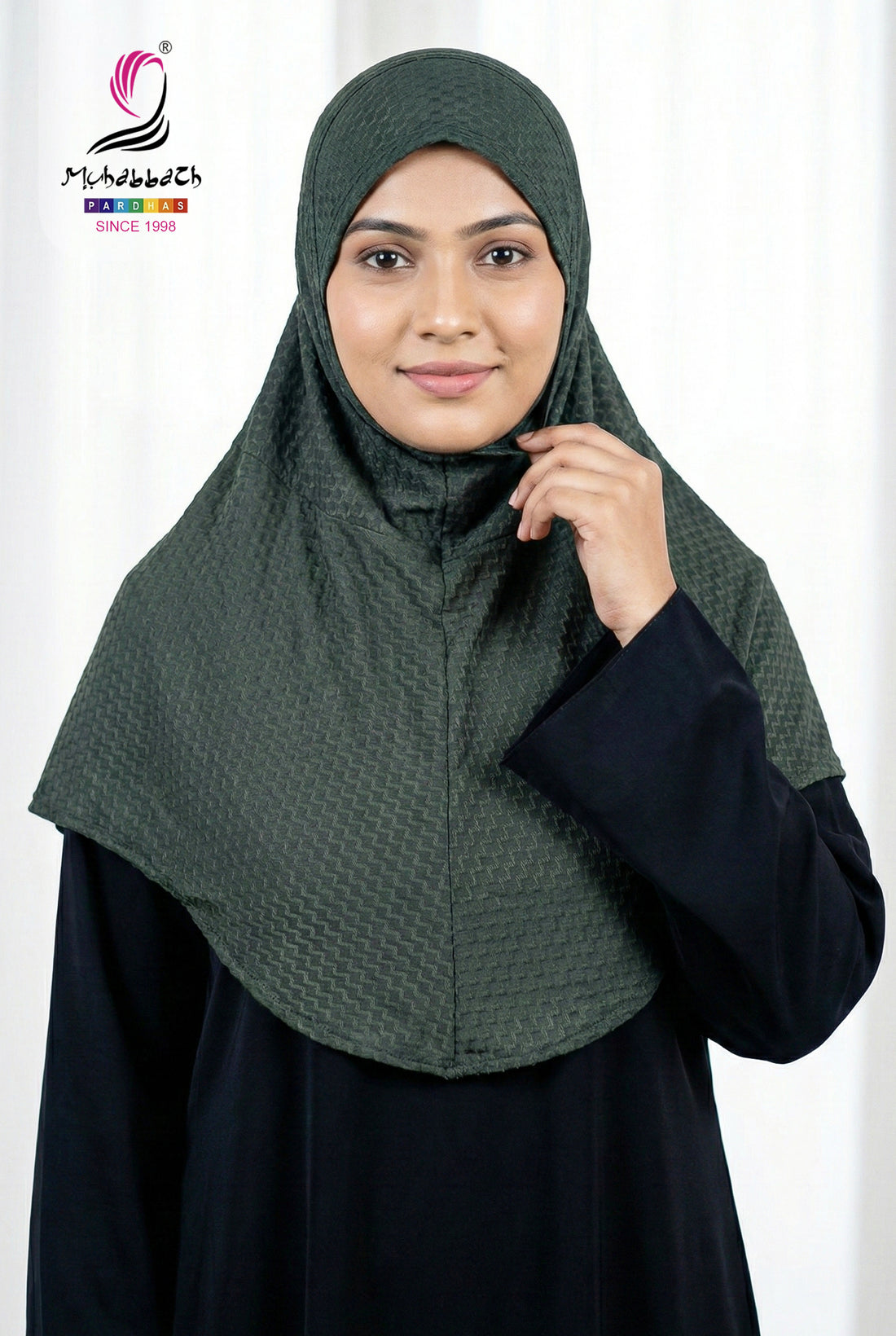 Hijab – Geometrical Pattern 4-Way Stretch (Olive Green)