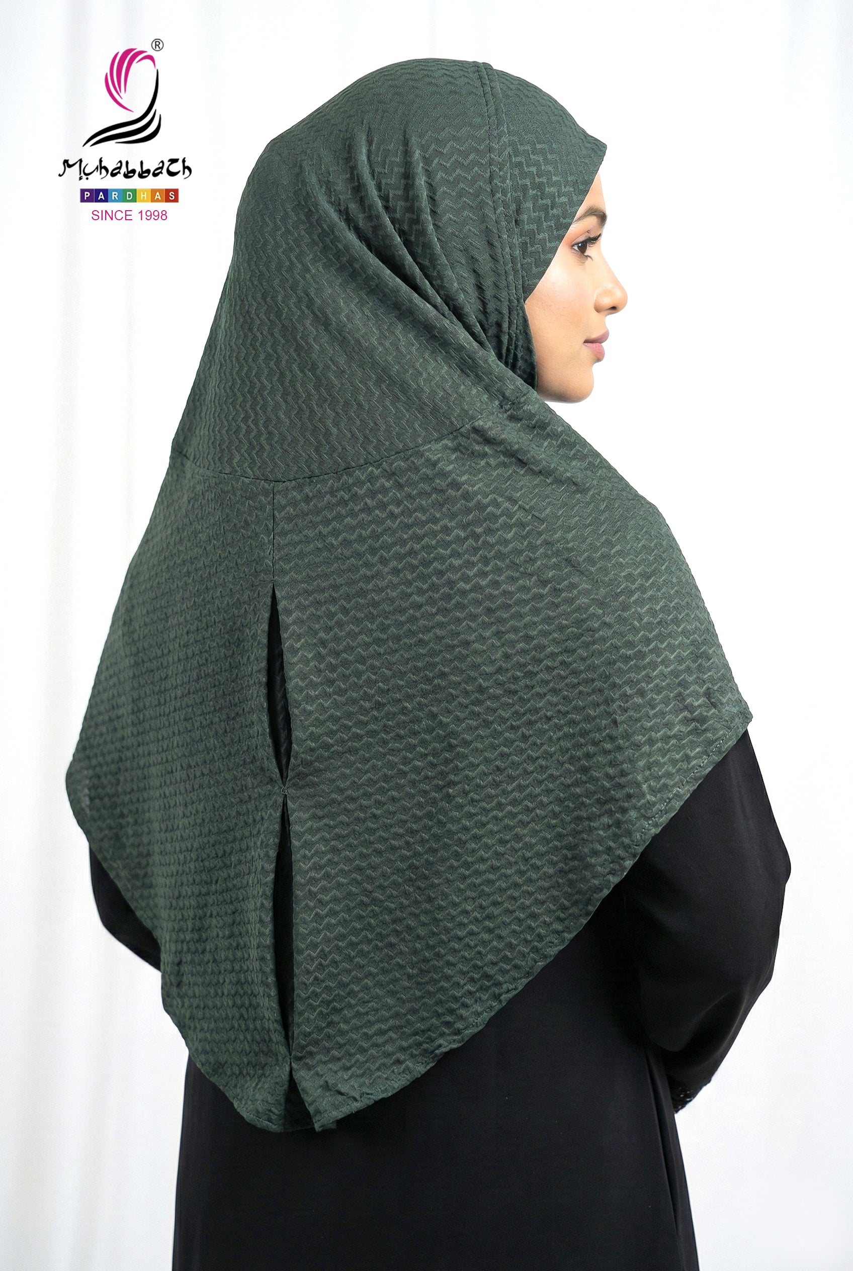 Hijab – Geometrical Pattern 4-Way Stretch (Olive Green)