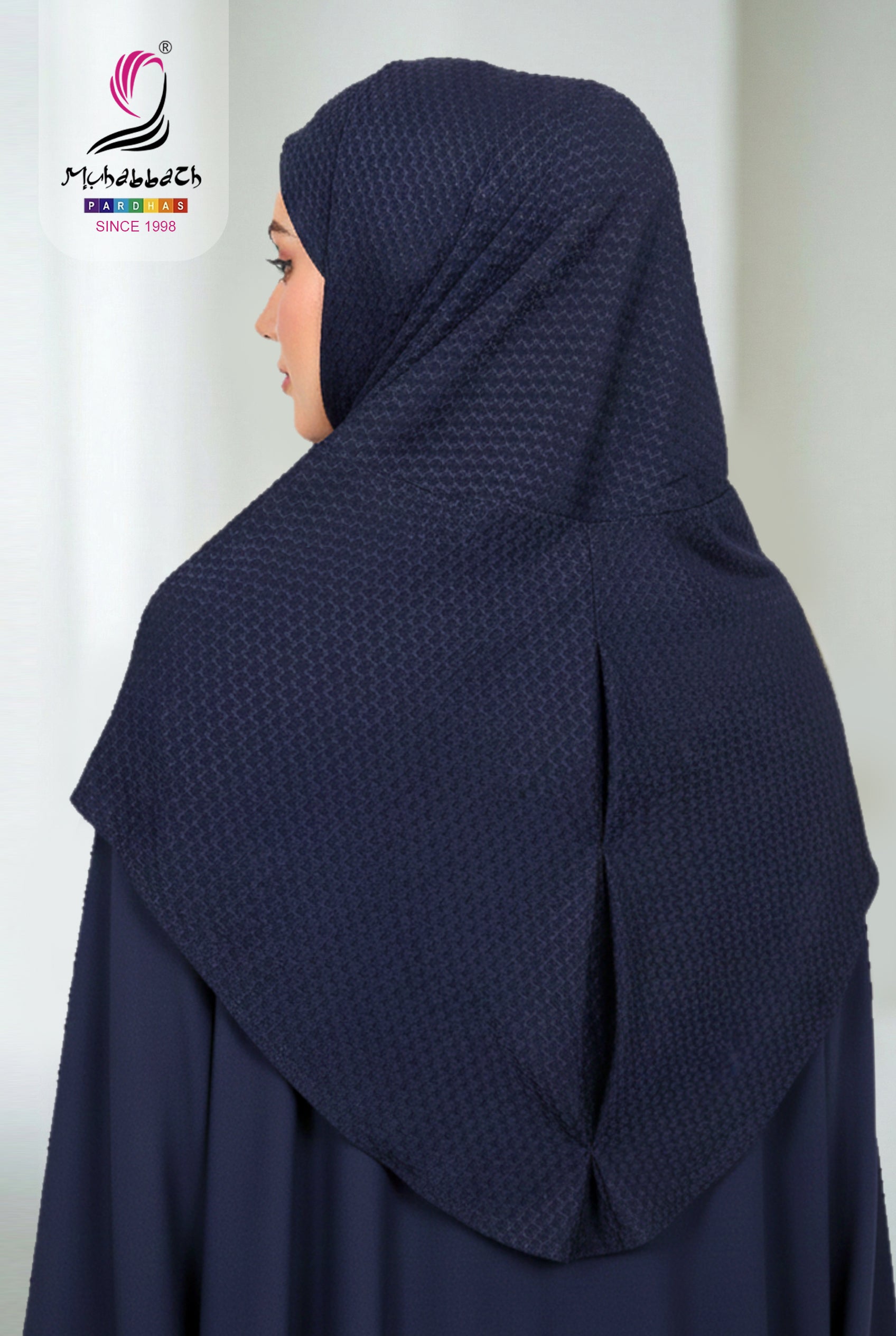 Hijab – Geometrical Pattern 4-Way Stretch (Classic Navy)