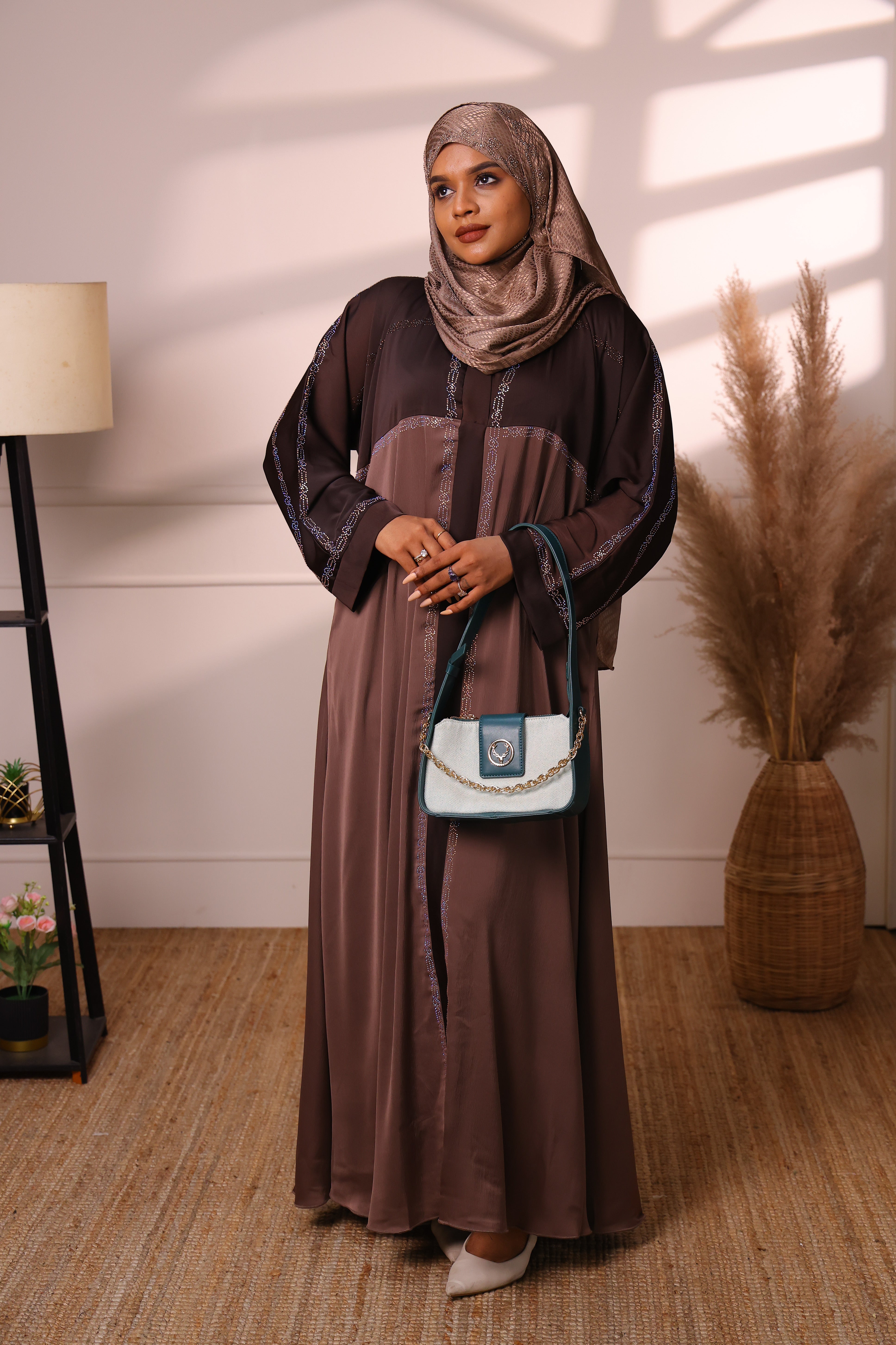 Premium Brown Jersey Closed Muhabbath with Front Zip