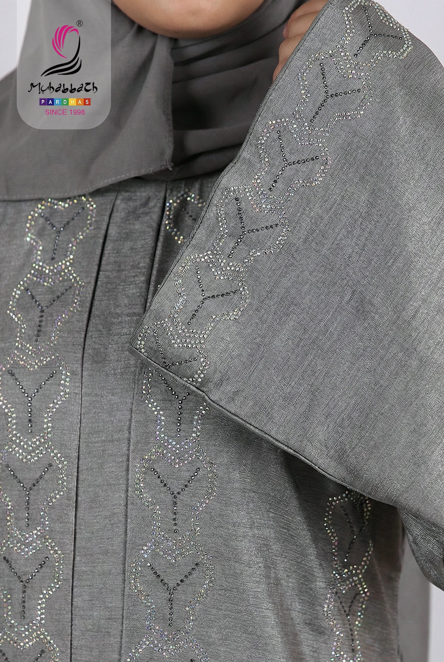 Zoom Glitter Double Umbrella Abaya – Elegant Grey